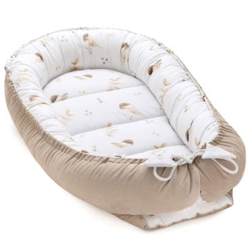 Bird Cocoon - kapučino - bombaž/žamet