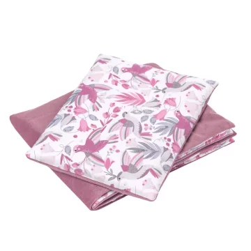 Hummingbird Posteljnina s polnilom - odeja 55×75 in vzglavnik 25×35 - old rosa - bombaž/žamet PROMO