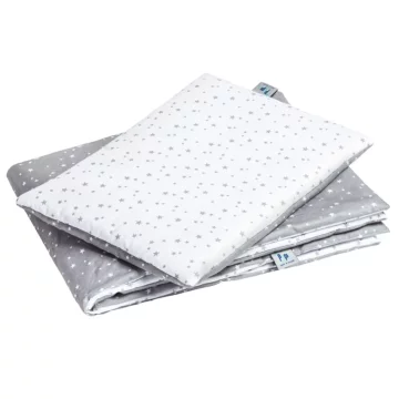Posteljnina s polnilom - odeja 55×75 in vzglavnik 25×35 - Siva galaksija - bombaž PROMO