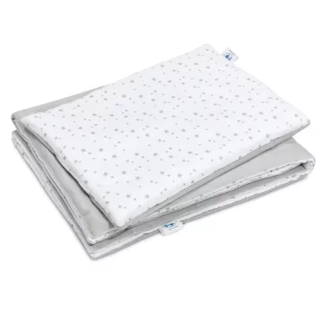 Posteljnina s polnilom - odeja 55×75 in vzglavnik 25×35 - Siva galaksija - bombaž/žamet