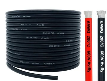 Silikonski kabel Amass 6AWG 1m - fleksibilen kabel za FPV, RC drone in elektroniko (črn/rdeč) črne barve