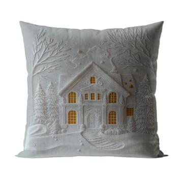 HIŠA S 3D UČINKOM siva žametna prevleka za vzglavnik 40x40 cm