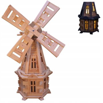 Vrtna vetrnica s solarno LED osvetlitvijo, lesena, za vrt, 100 cm