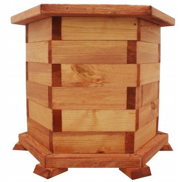 Majhen šesterokotni lesen cvetlični lonček za vrtno cvetje, tik