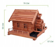 Velik lesen vrtni vodni mlin MW51 z vrtljivim kolesom 70 cm
