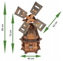 Lesena vrtna vetrnica 85 cm, 3 vrste