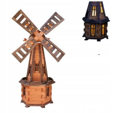 Vrtna vetrnica s solarno LED osvetlitvijo 135 cm iz lesa, poljska W51_S
