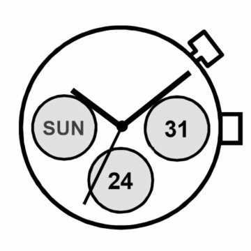 6P79 Visokokakovostni kvarčni mehanizem 10 1/2'' Datum 3 Dan 9 SC 3 očk 24 ur (364 / SR621SW)