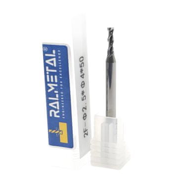 Karbidni rezkar za aluminij, 2-režni, 2,5 x 8 x 4D x 50 mm, 45 HRC