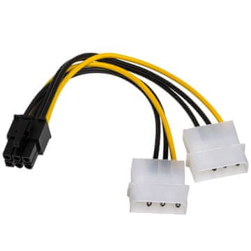 Akyga Kabel 2x Molex - PCI-E 6-pinski AK-CA-13 napajalnik za grafične kartice M/F 15cm