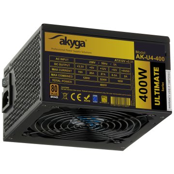 Akyga ATX napajalnik 400W 80+ Bronze APFC P8 4+4 2x PCI-E 6x SATA 2x Molex