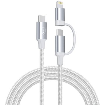 Northix Kabel SiGN 2v1 USB C na USB C 60W PD 3A Lightning 27W 1m bel