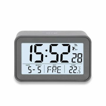 ADE elektronska ura s koledarjem in termometrom, 10,5 x 6,5 x 4 cm, siva