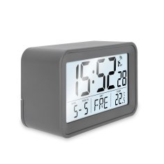 ADE elektronska ura s koledarjem in termometrom, 10,5 x 6,5 x 4 cm, siva
