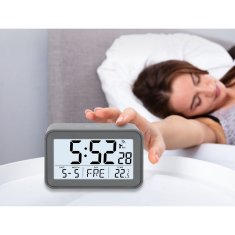 ADE elektronska ura s koledarjem in termometrom, 10,5 x 6,5 x 4 cm, siva