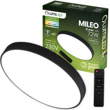 LUMILED LED stropna svetilka za nadogradno montažo MILEO 72W IP44 CCT bela okrogla 50cm + daljinski upravljalnik
