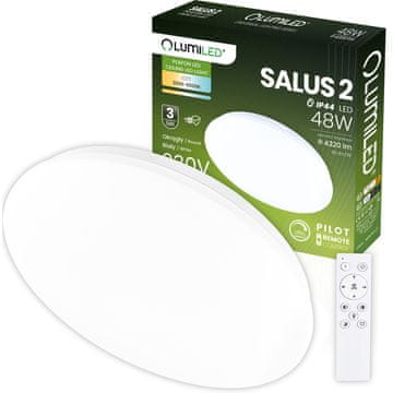 LUMILED LED stropna svetilka za nadgradno montažo SALUS2 48W IP44 CCT bela okrogla 40cm + daljinski upravljalnik