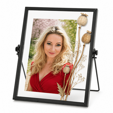 Kovinski okvir za fotografije 10x15, črn plavajoči okvir, 19,5 x 17 cm