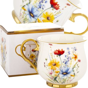 Velika porcelanasta skodelica s cvetjem, skodelica za kavo, skodelica za čaj, 450 ml, v škatli