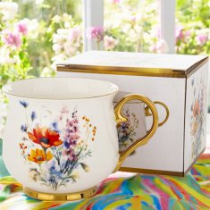 Vrček v škatli, porcelan, 450 ml, skodelica, cvetlični vzorec