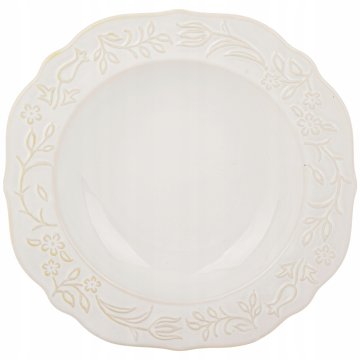 Globok porcelanast krožnik za večerjo 23 cm, kremno okrašen Sarmatia