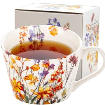 Velika skodelica v škatli, porcelanasta, 450 ml, z rožami, za darilo, primerna za pomivanje v pomivalnem stroju