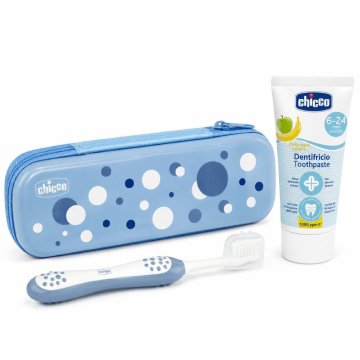 Chicco komplet zobne ščetke in zobne paste 6-24 mesecev moder