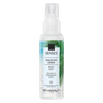 AVON MALDIVES SANDS MEGLICO ZA TELO Z VZORCEM CVETOV FRANGIPANIJA IN MORSKE SOLJI 100 ML