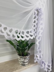 Že izdelana bela voile zavesa 300x150 cm z gipur čipko in nabiralnim trakom