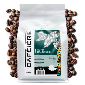 Kava v zrnu CAFEIERE Arabica Etiopija Sidamo Gr.2, 1kg