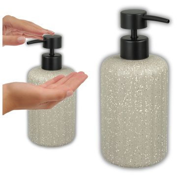 Dozirnik tekočega mila 450 ml, keramičen, rjave barve s črno črpalko, Peru