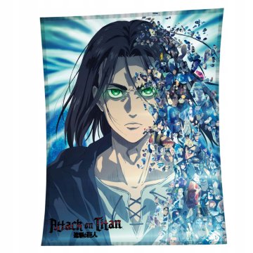 Carbotex Odeja iz mehke flanele Attack on Titan Anime z motivom Erena za ljubitelje mange