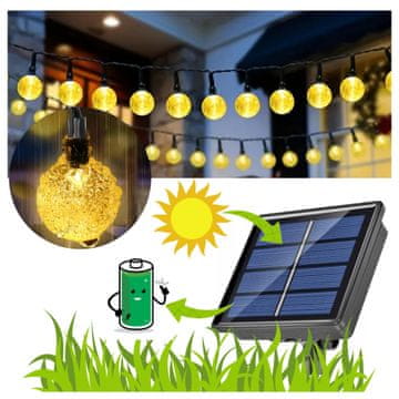 SONČNE VRTNE SVETILKE KROGLE 7M 50 LED ŽARNIC BELE