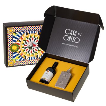 Italijansko darilo - EVO olivno olje + oliera Lattina Argilla 300 ml
