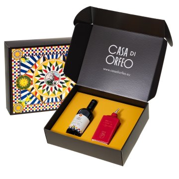 Italijansko darilo - EVO olivno olje + oliera Lattina Rosso 300 ml