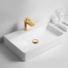Medeninasti zamašek za umivalnik Klik Klak brez preliva Gold - model 4