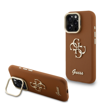 Guess Cam Stand GUHCP15LPCS4GSW ovitek za iPhone 15 Pro s stojalom - rjav