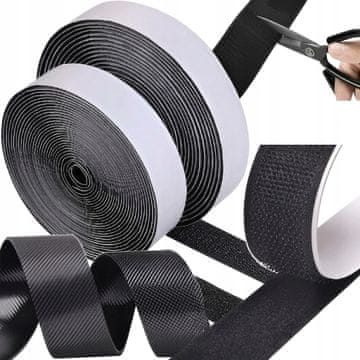 Ruhhy ČRNI VELCRO TRAK V ZVITKU S SAMOLEPILMILNIM MOČNIM SETOM 50 mm 5 m