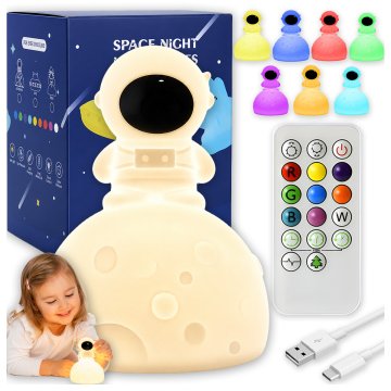 ZENWIRE NOČNA LUČKA ASTRONAVT ZA OTROKE Barvita SILIKONSKA LED RGB z daljinskim upravljalnikom