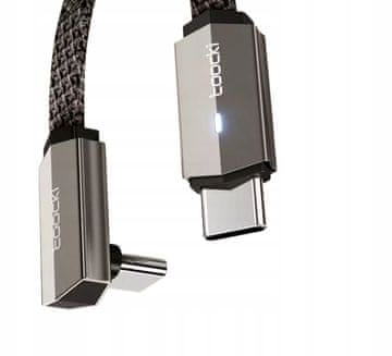 Toocki kabel USB tipa C - USB tipa C, stranski kot 90°, 2 m, 60 W, TXCTT2-SS02