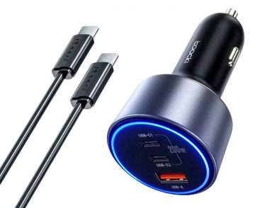 TOOCKI AVTO POLNILEC 200W PD USB-A (največ 60 W) + 2x USB-C največ 100 W