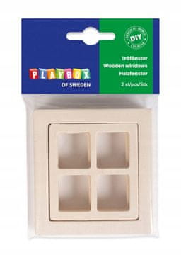 PLAYBOX Miniaturna lesena dekoracija za odpiranje oken DIY dekoracija 8×8,5 cm 2 kosa