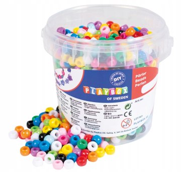 PLAYBOX PONY perlice za DIY nakit, pisane, v vedru, 1200 kosov + elastika