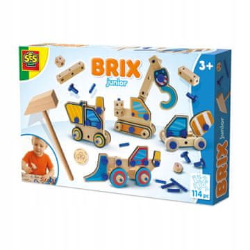Brix Junior Creative Woodworking Set Gradbena vozila SES 14071 3+