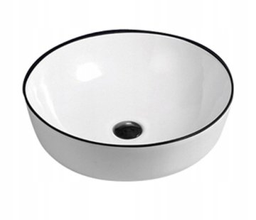 Okrogel pultni umivalnik LORYSA 415 × 415 × 135 mm bel s črnim poudarkom