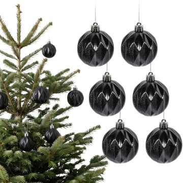 sarcia.eu Antracitne božične kroglice, komplet plastičnih kroglic, božični okraski 6 cm, 6 kosov