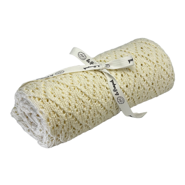 Pletena odeja Openwork bambus bombaž Ecru 100x80
