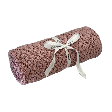 Pletena odeja Openwork bambus bombaž roza 100x80