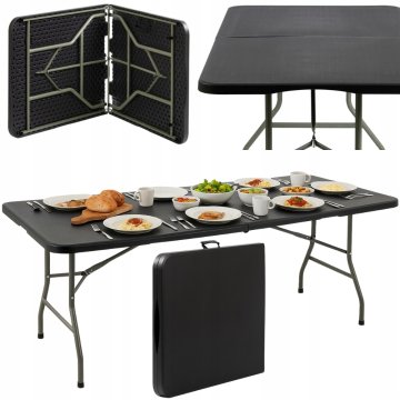 RAZTEGLJIVA ZLOŽLJIVA VRTNA MIZA ZA CATERING IN BANKETE 180x74cm črna