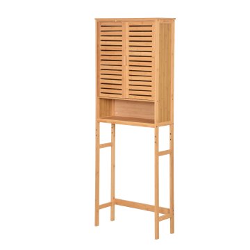 Kopalniška omarica za pralni stroj s policami, prostostoječa, zaklepljiva, bambus, 170x66x23cm